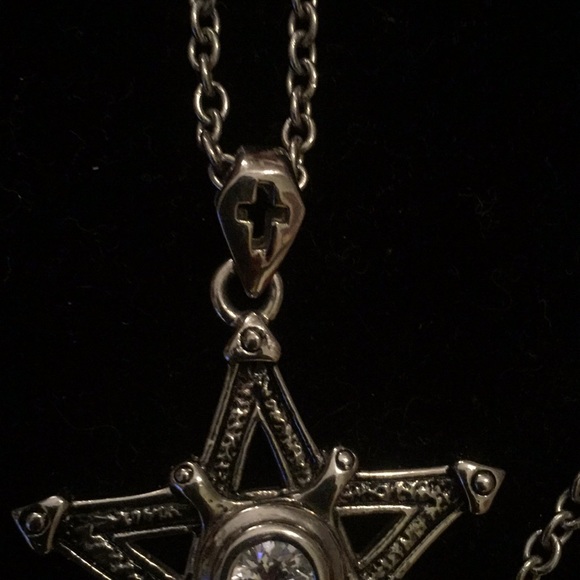 STAR of DAVID SS, 18" chain with Center Stone - Picture 4 of 6